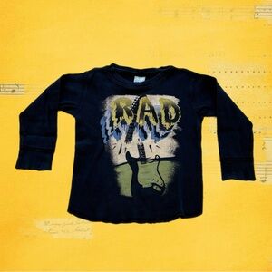 Charlie Rocket Kids Long Sleeve 'Rad' Guitar Shirt - Navy Blue Size 3T